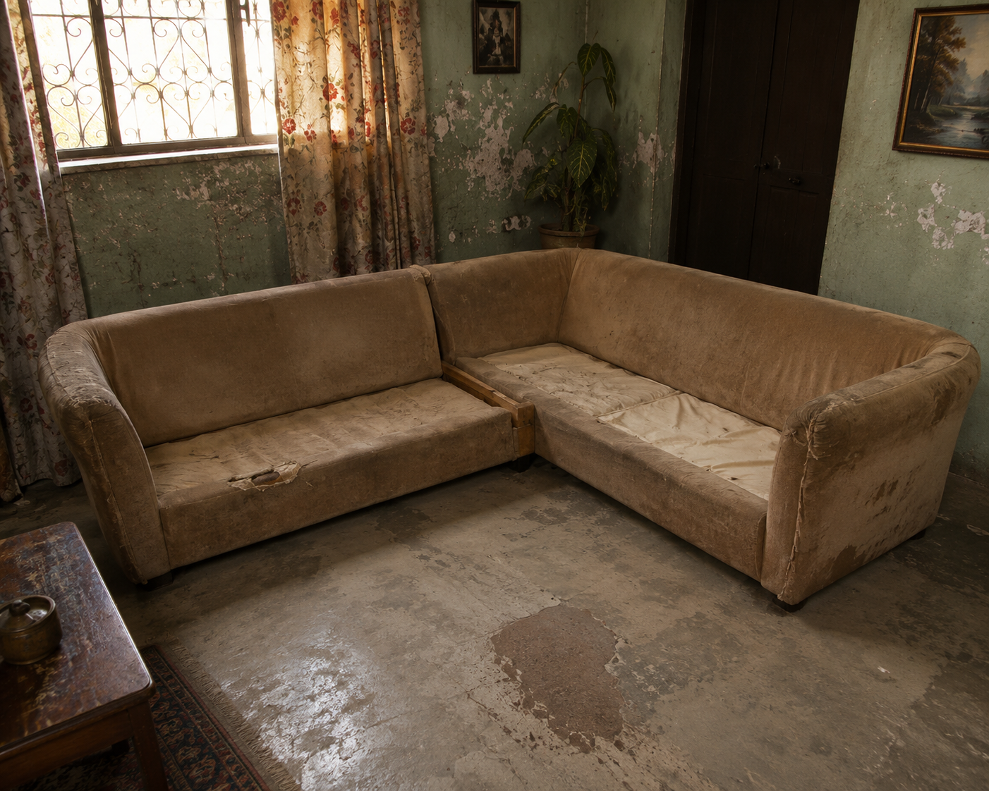 Cornre sofa Poshish before repair
